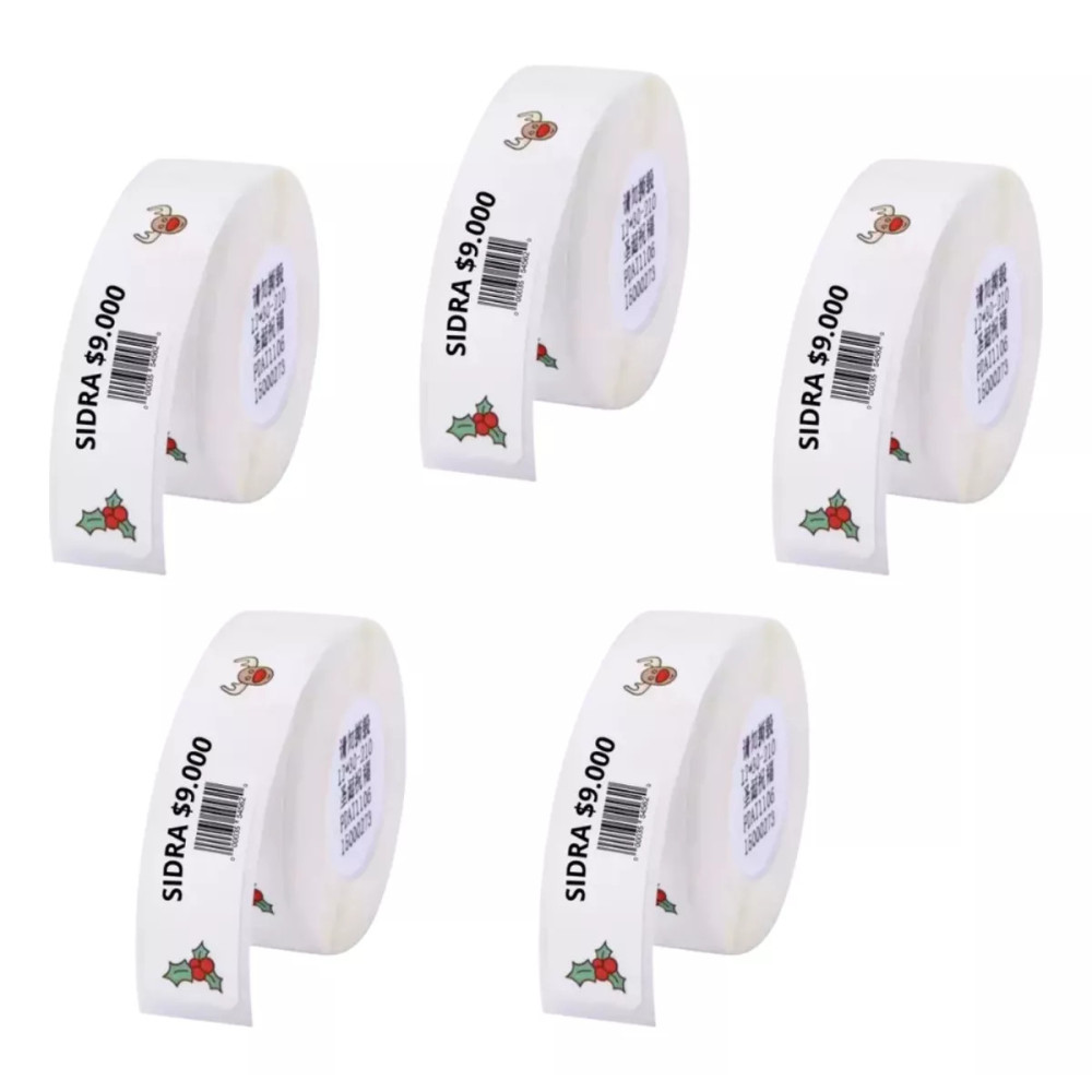Rollo 12x30mm Blanco Con Iconos Navideños Niimbot X5u