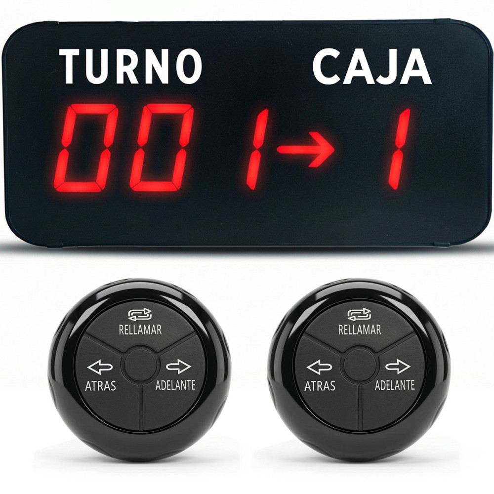 Turnero Digital Inalámbrico 2 Controles Caja Y Turno Led