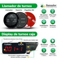 Turnero Digital Inalámbrico 2 Controles Caja Y Turno Led