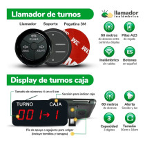 Display Turno Digital + Expendedor Azul + Pulsador + Pinche