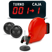 Sistema Turno Caja + 2 Llamadores + Dispenser Rojo + Pinche