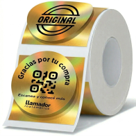 Rollo Etiquetas Redondas Impresora Térmica 50mm Doradas