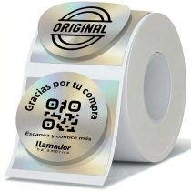 Rollo Etiquetas Redondas Impresora Térmica 50mm Plateadas
