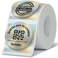 Rollo Etiquetas Redondas Impresora Térmica 50mm Plateadas