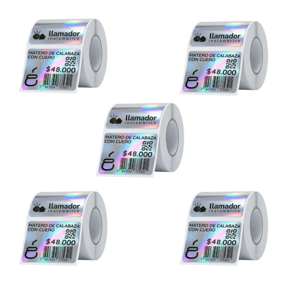 Etiquetas Rollo Rotuladora Impresora Termica 40x30mm Plateadas X5u