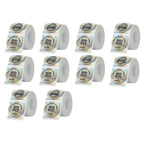 Etiquetas Rollo Impresora Termica Redondas 50mm Plateadas X10u