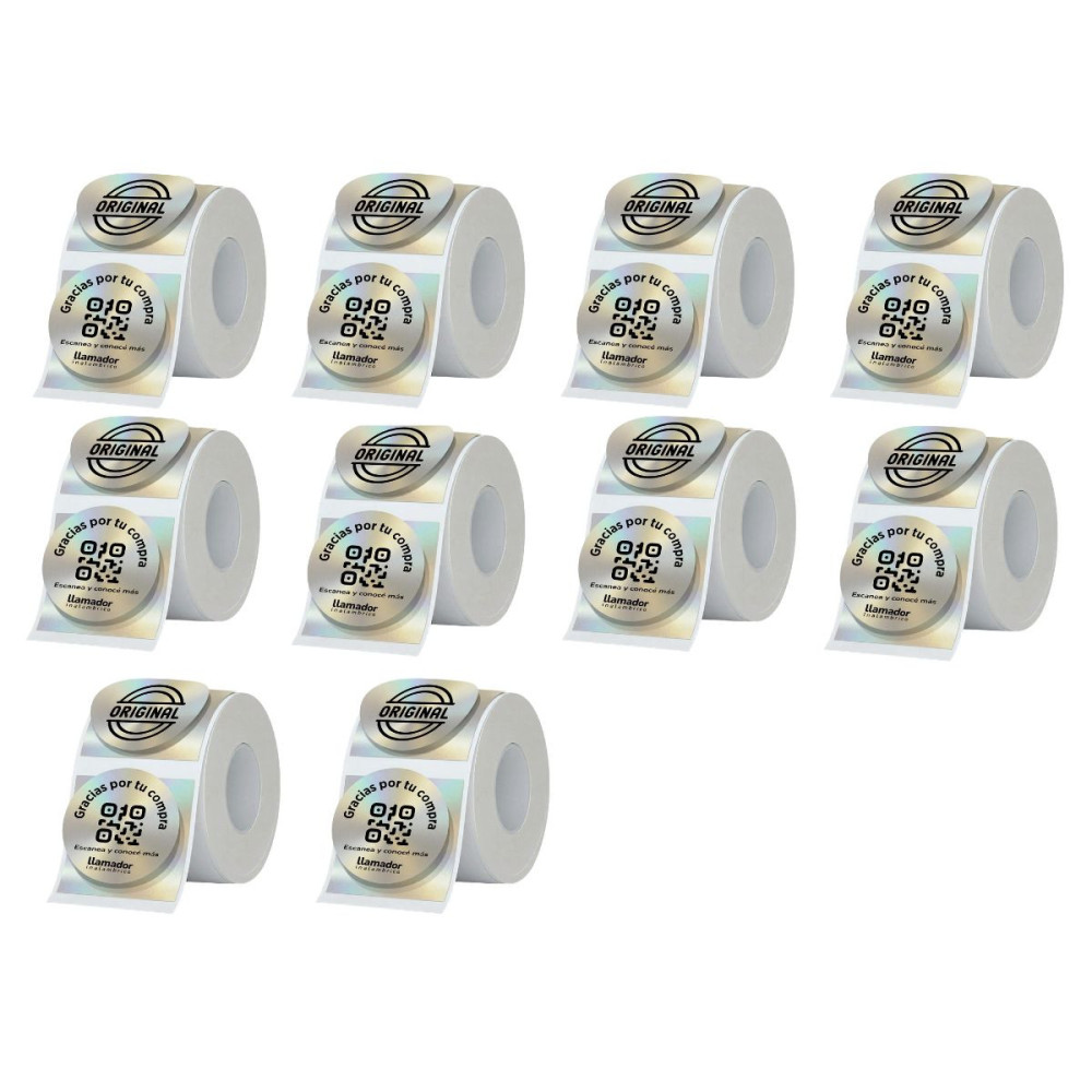 Etiquetas Rollo Impresora Termica Redondas 50mm Plateadas X10u