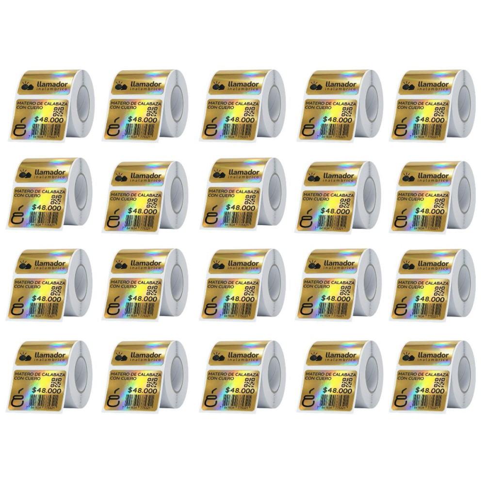 Etiquetas Rollo Rotuladora Impresora Termica 40x30mm Doradas X20u