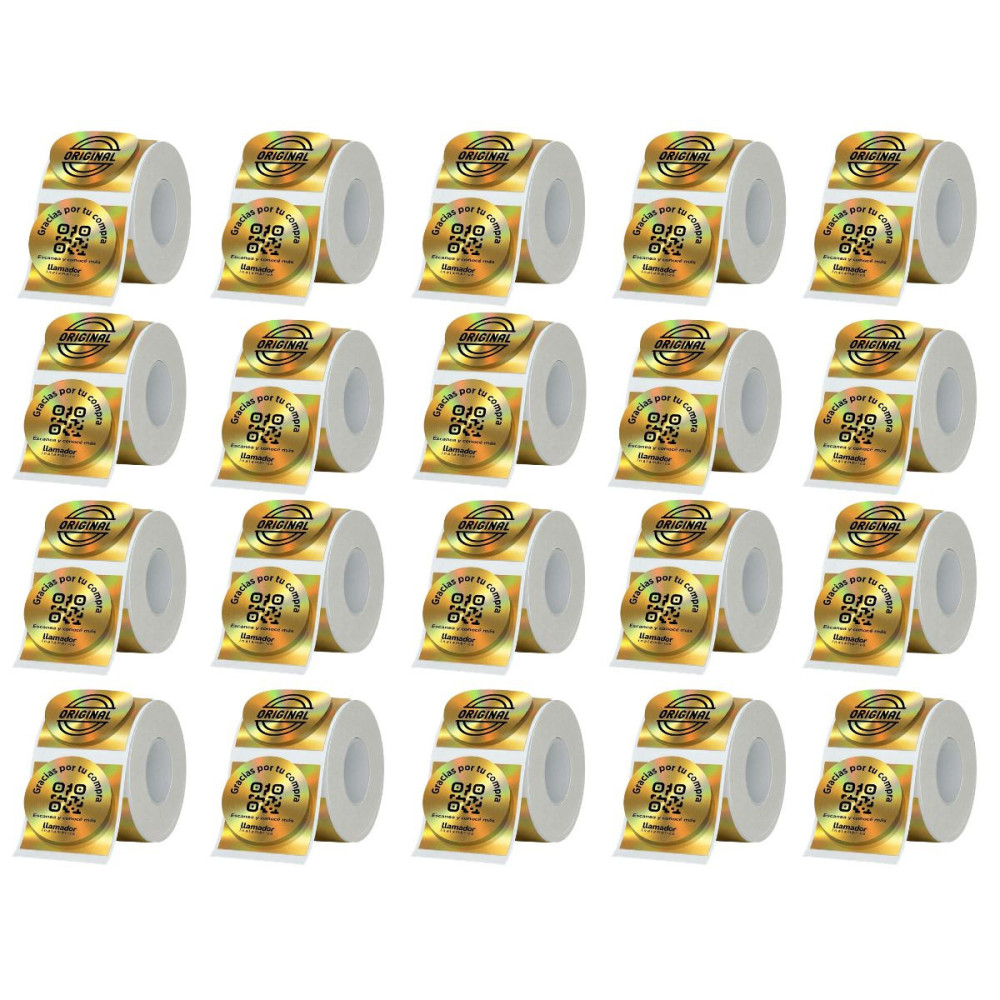 Etiquetas Rollo Rotuladora Impresora Termica Redondas 50mm Doradas X20u