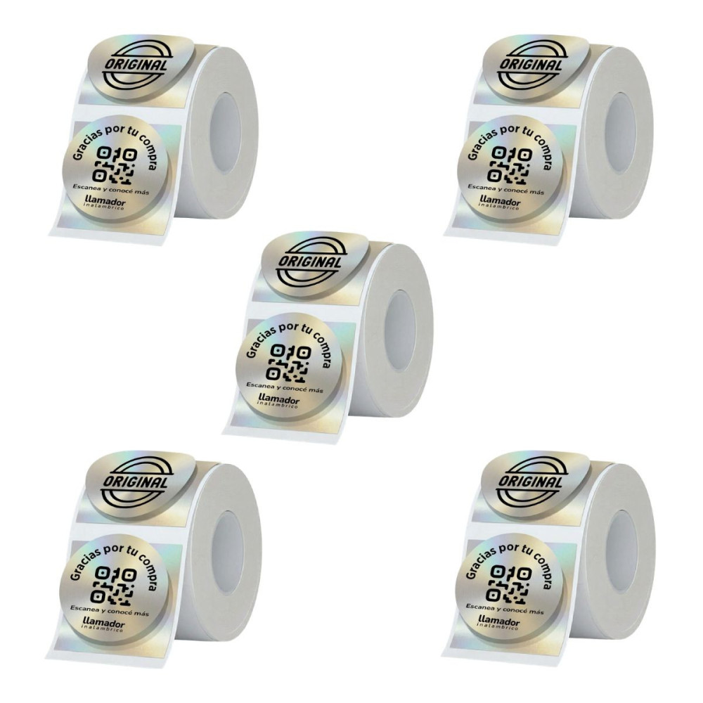 Etiquetas Rollo Rotuladora Impresora Termica Redondas 50mm Plateadas X5u