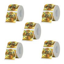 Etiquetas Rollo Rotuladora Impresora Termica Redondas 50mm Doradas X5u