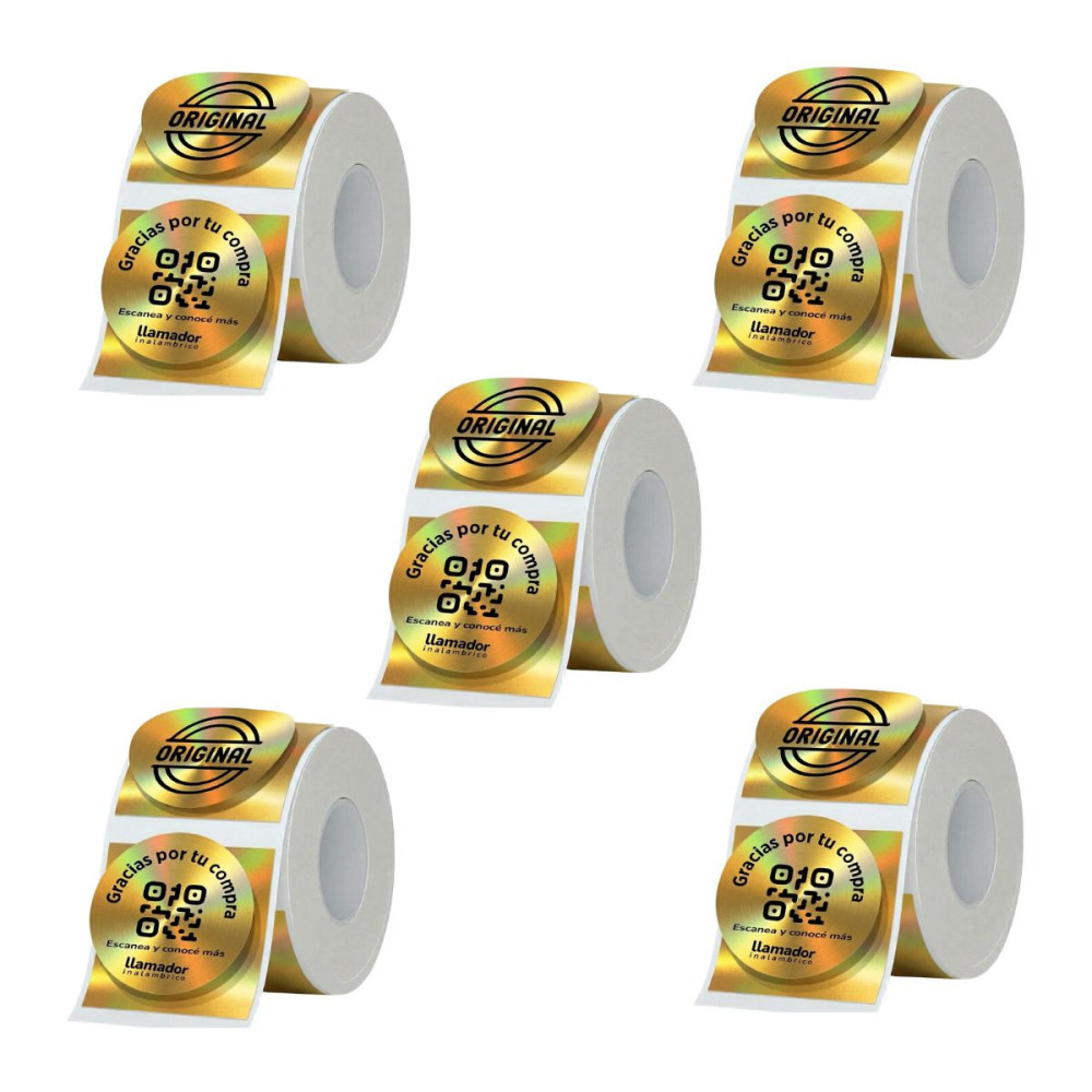Etiquetas Rollo Rotuladora Impresora Termica Redondas 50mm Doradas X5u