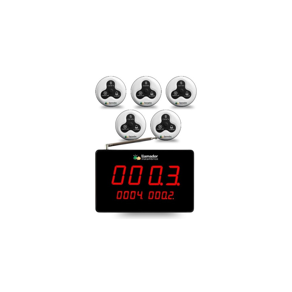 5 Llamadores De Mozos + 1 Display Receptor Restaurantes