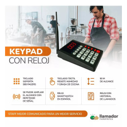 1 Teclado Llamador De Mozos Y 2 Relojes Receptores Premium