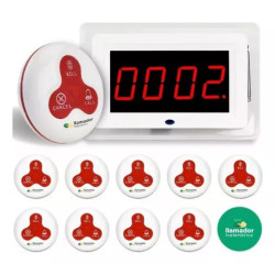 10 Llamadores De Camareros + 1 Reloj + 1 Display Receptor